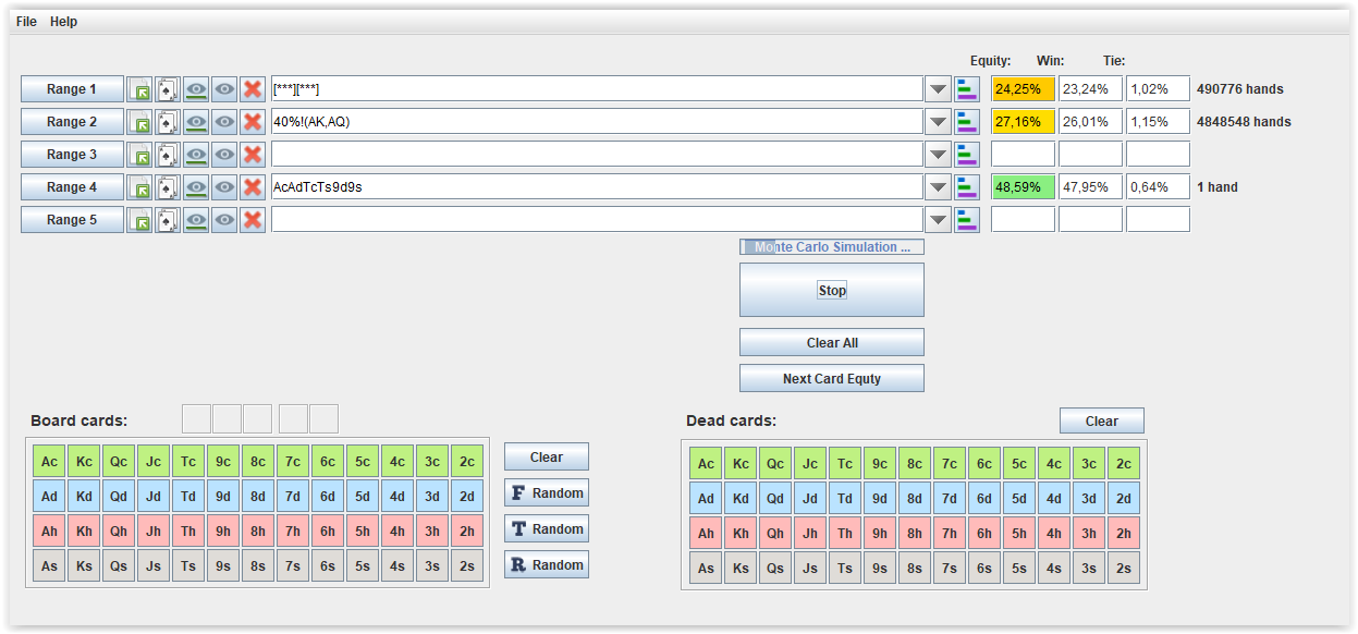 Oranges Omaha6 Calculator- Main window