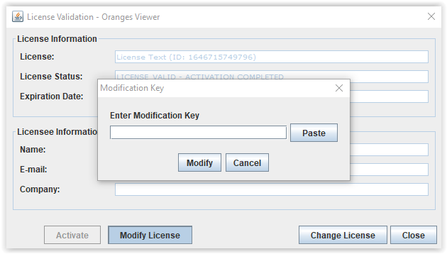 License modification key